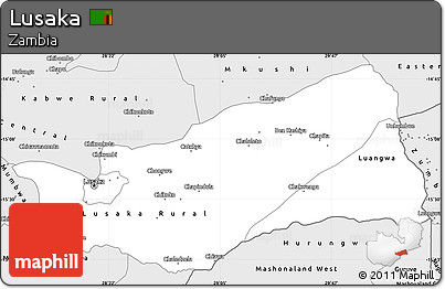 Silver Style Simple Map of Lusaka