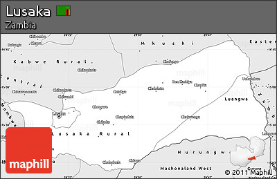 Silver Style Simple Map of Lusaka