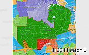 Flag Map of Zambia, political outside, flag aligned to the middle