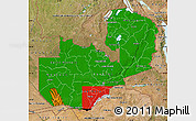 Flag Map of Zambia, satellite outside, flag aligned to the middle