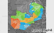 Political Map of Zambia, darken, desaturated