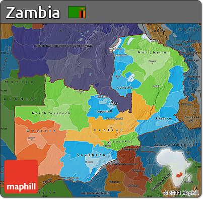 Political Map of Zambia, darken