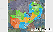 Political Map of Zambia, darken, semi-desaturated