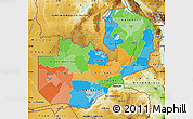 Political Map of Zambia, physical outside