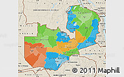 Political Map of Zambia, shaded relief outside