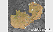 Satellite Map of Zambia, darken, desaturated