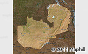 Satellite Map of Zambia, darken