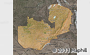 Satellite Map of Zambia, darken, semi-desaturated