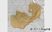 Satellite Map of Zambia, lighten, desaturated
