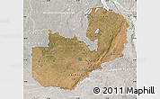 Satellite Map of Zambia, lighten, semi-desaturated