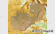 Satellite Map of Zambia, physical outside
