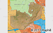 Satellite Map of Zambia, political shades outside