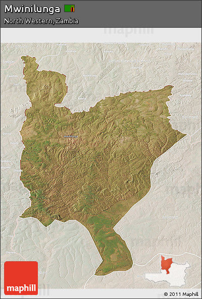 Satellite 3D Map of Mwinilunga, lighten