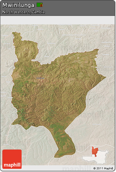 Satellite 3D Map of Mwinilunga, lighten