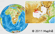 Physical Location Map of Mwinilunga, highlighted country, within the entire country