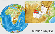 Physical Location Map of Mwinilunga, highlighted country, highlighted parent region, within the entire country
