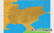Physical Panoramic Map of Mwinilunga, political outside