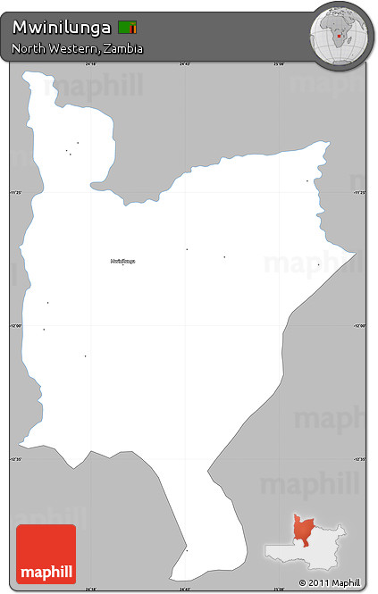 Gray Simple Map of Mwinilunga, single color outside