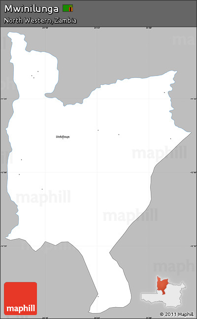 Gray Simple Map of Mwinilunga, single color outside