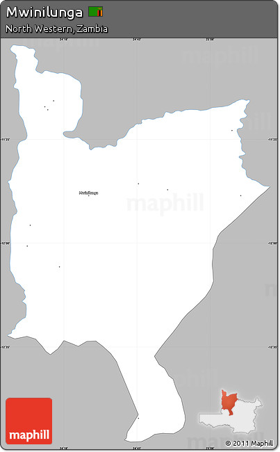 Gray Simple Map of Mwinilunga, single color outside