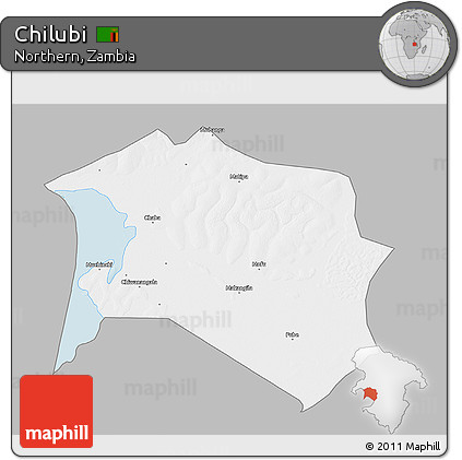 Gray 3D Map of Chilubi, single color outside