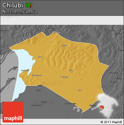 Physical 3D Map of Chilubi, darken, desaturated