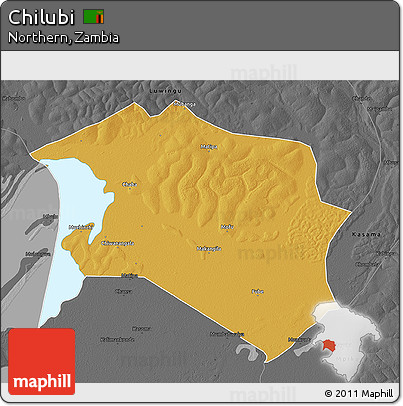 Physical 3D Map of Chilubi, darken, desaturated