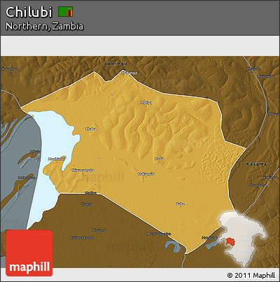 Physical 3D Map of Chilubi, darken