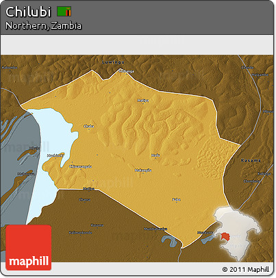 Physical 3D Map of Chilubi, darken