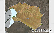 Satellite 3D Map of Chilubi, darken, semi-desaturated