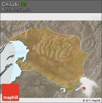 Satellite 3D Map of Chilubi, semi-desaturated