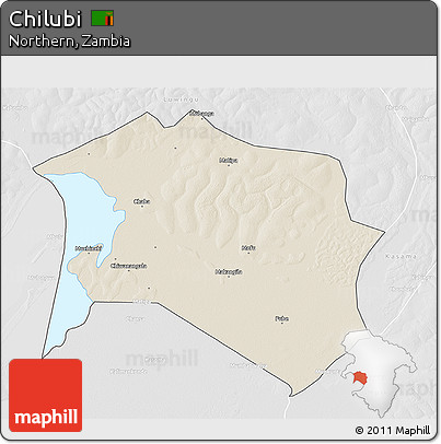 Shaded Relief 3D Map of Chilubi, lighten, desaturated