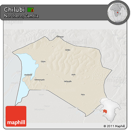 Shaded Relief 3D Map of Chilubi, lighten, semi-desaturated