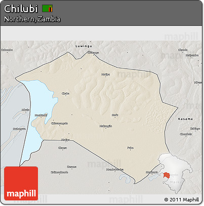 Shaded Relief 3D Map of Chilubi, semi-desaturated