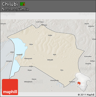 Shaded Relief 3D Map of Chilubi, semi-desaturated
