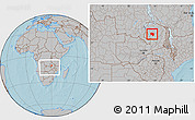 Gray Location Map of Chilubi, within the entire country, hill shading