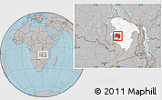 Gray Location Map of Chilubi, highlighted parent region, hill shading