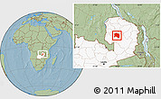Savanna Style Location Map of Chilubi, highlighted country, hill shading