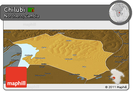Physical Panoramic Map of Chilubi, darken
