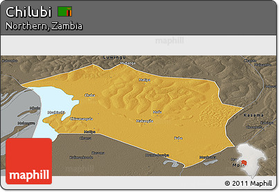 Physical Panoramic Map of Chilubi, darken, semi-desaturated