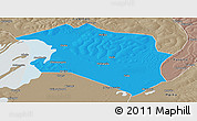 Political Panoramic Map of Chilubi, semi-desaturated