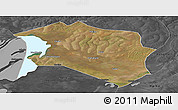 Satellite Panoramic Map of Chilubi, darken, desaturated