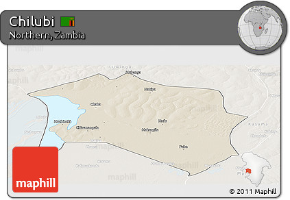Shaded Relief Panoramic Map of Chilubi, lighten