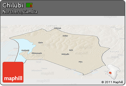 Shaded Relief Panoramic Map of Chilubi, lighten