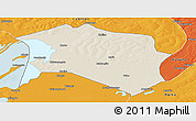 Shaded Relief Panoramic Map of Chilubi, political outside