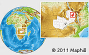 Physical Location Map of Chinsali, highlighted country, within the entire country