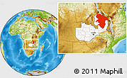 Physical Location Map of Northern, highlighted country, within the entire country