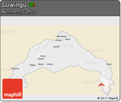 Classic Style 3D Map of Luwingu, single color outside