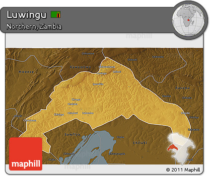Physical 3D Map of Luwingu, darken