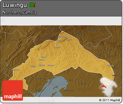 Physical 3D Map of Luwingu, darken